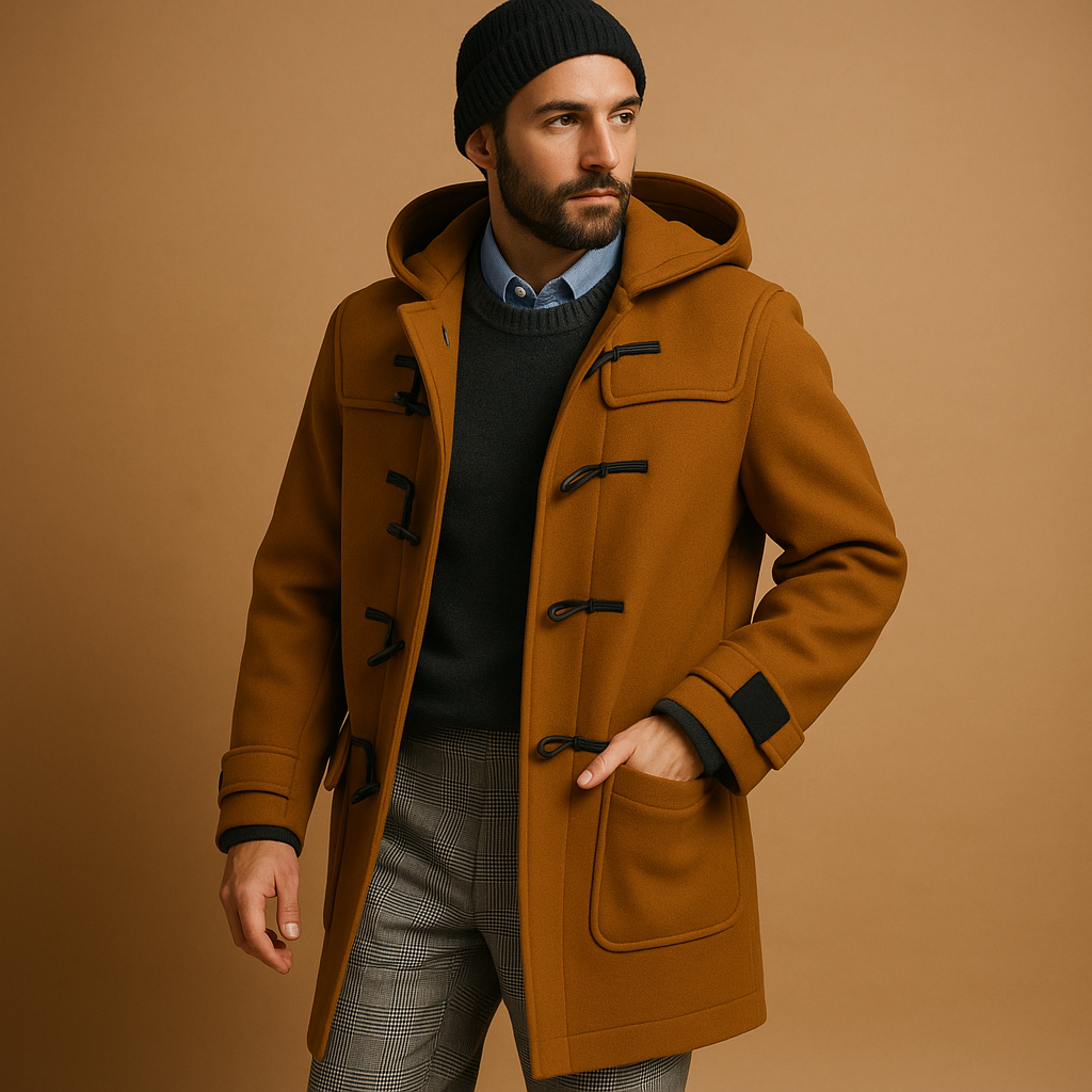 Men’s long winter coat with insulating material, extended length, and stylish design. Ideal for work, winter walks, and everyday wear.