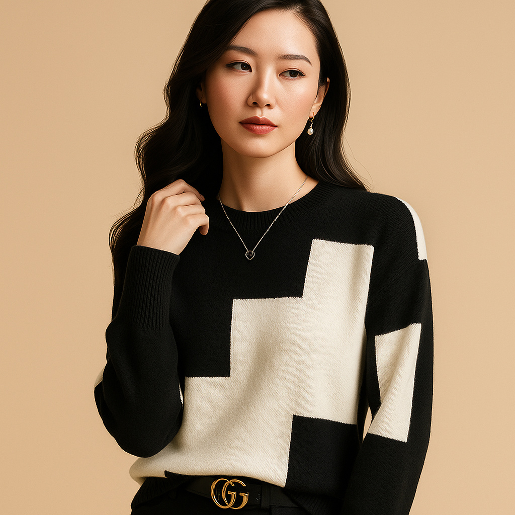 Women’s loose fit sweater with flattering feminine silhouette, breathable fabric, and minimalist design. Ideal for casual daywear or cozy evenings.