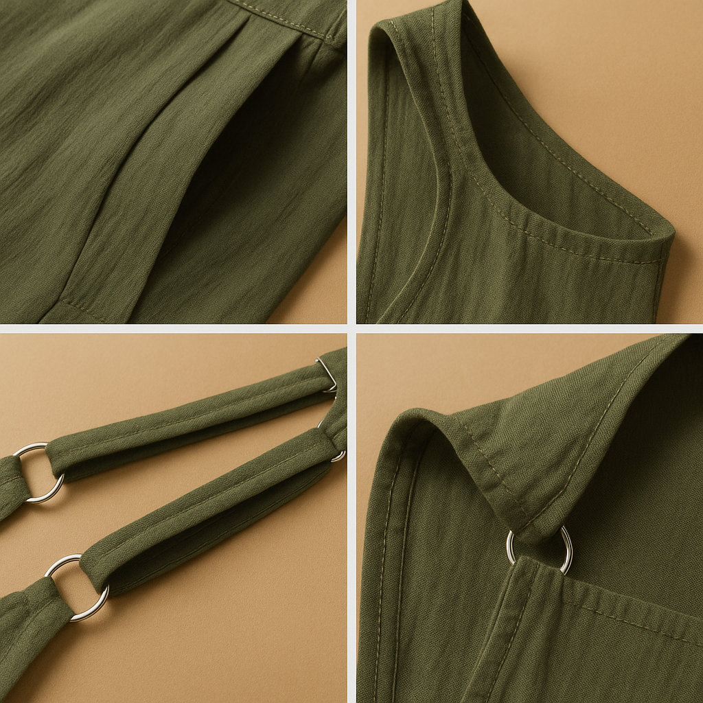 Women’s loose summer jumpsuit with wide legs in black & white, green & black, and dark blue & white, perfect for casual outings and warm days.