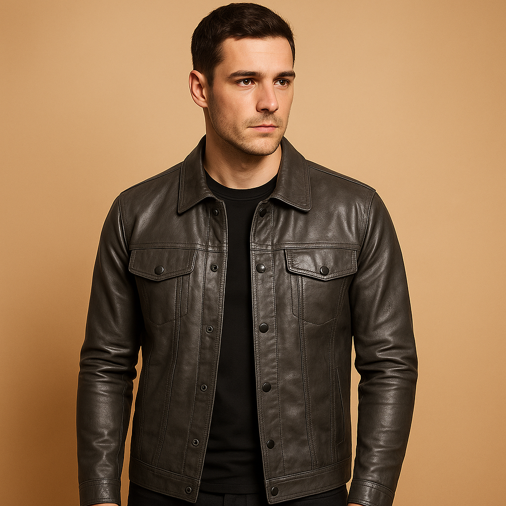 Men’s modern biker jacket with slim fit and streetwear details, lightweight and durable for motor rides and casual wear.