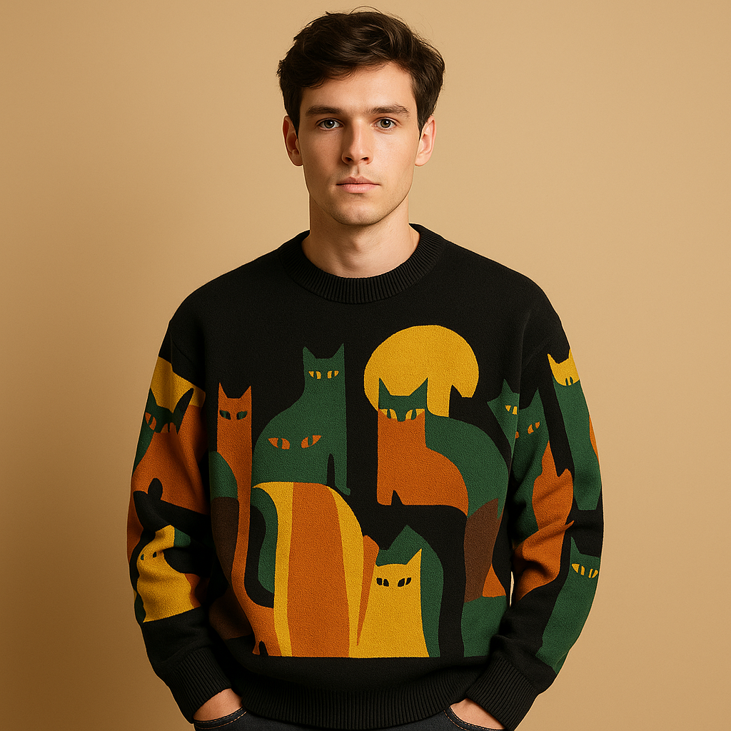 Men’s oversized knitted jumper with a loose fit and soft fabric, perfect for casual wear during autumn and winter