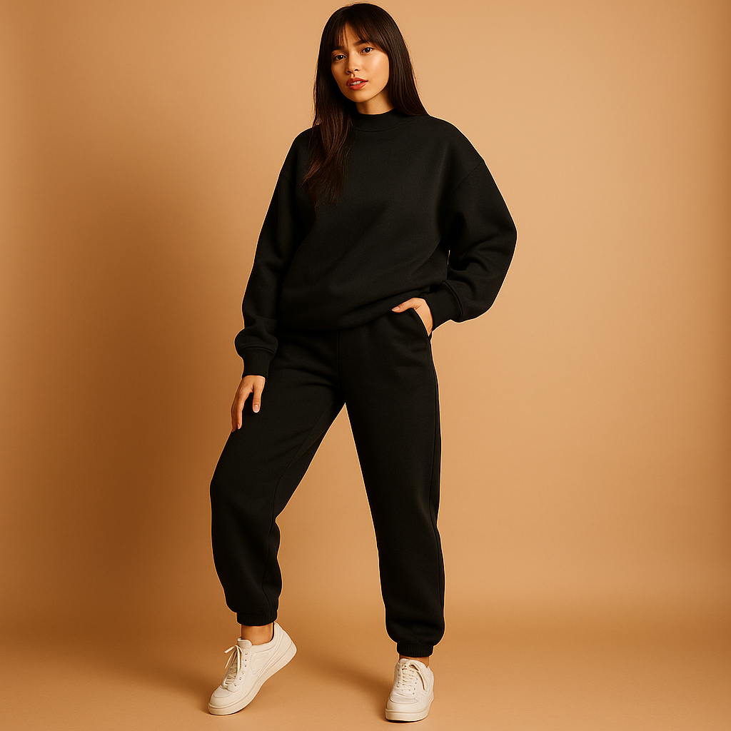 Women’s oversized loungewear set with hoodie and joggers, perfect for home, leisure, errands, or casual relaxation.