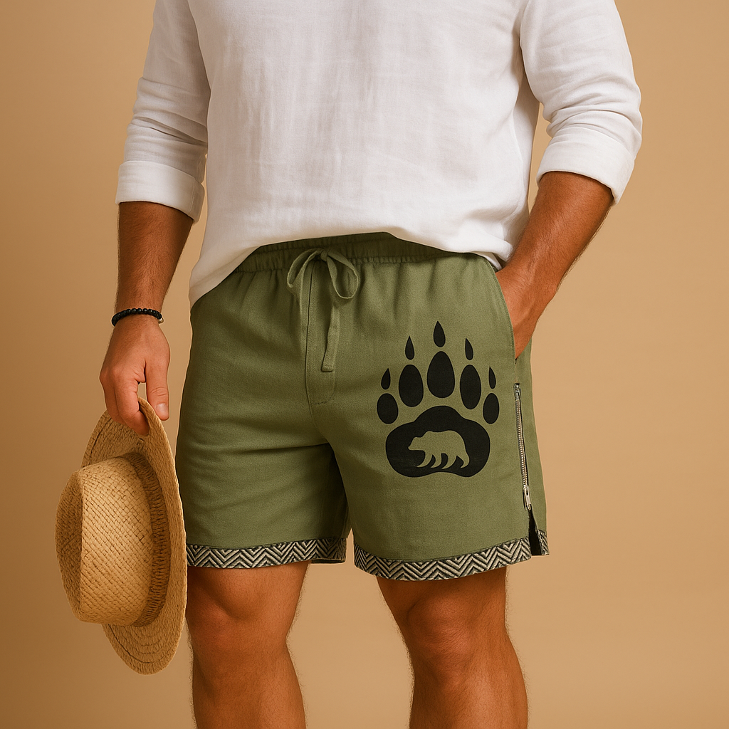 Men’s printed summer shorts with relaxed fit, breathable fabric, and adjustable waist, available in multiple prints and colors, perfect for hot days.