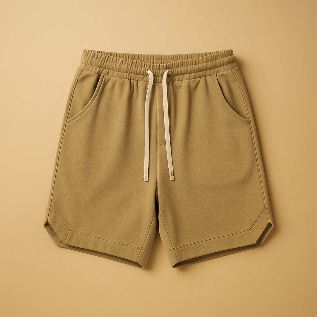 Men’s retro sport shorts with loose fit and elastic waistband, available in dark blue, grey, black, and army green. Lightweight and breathable.
