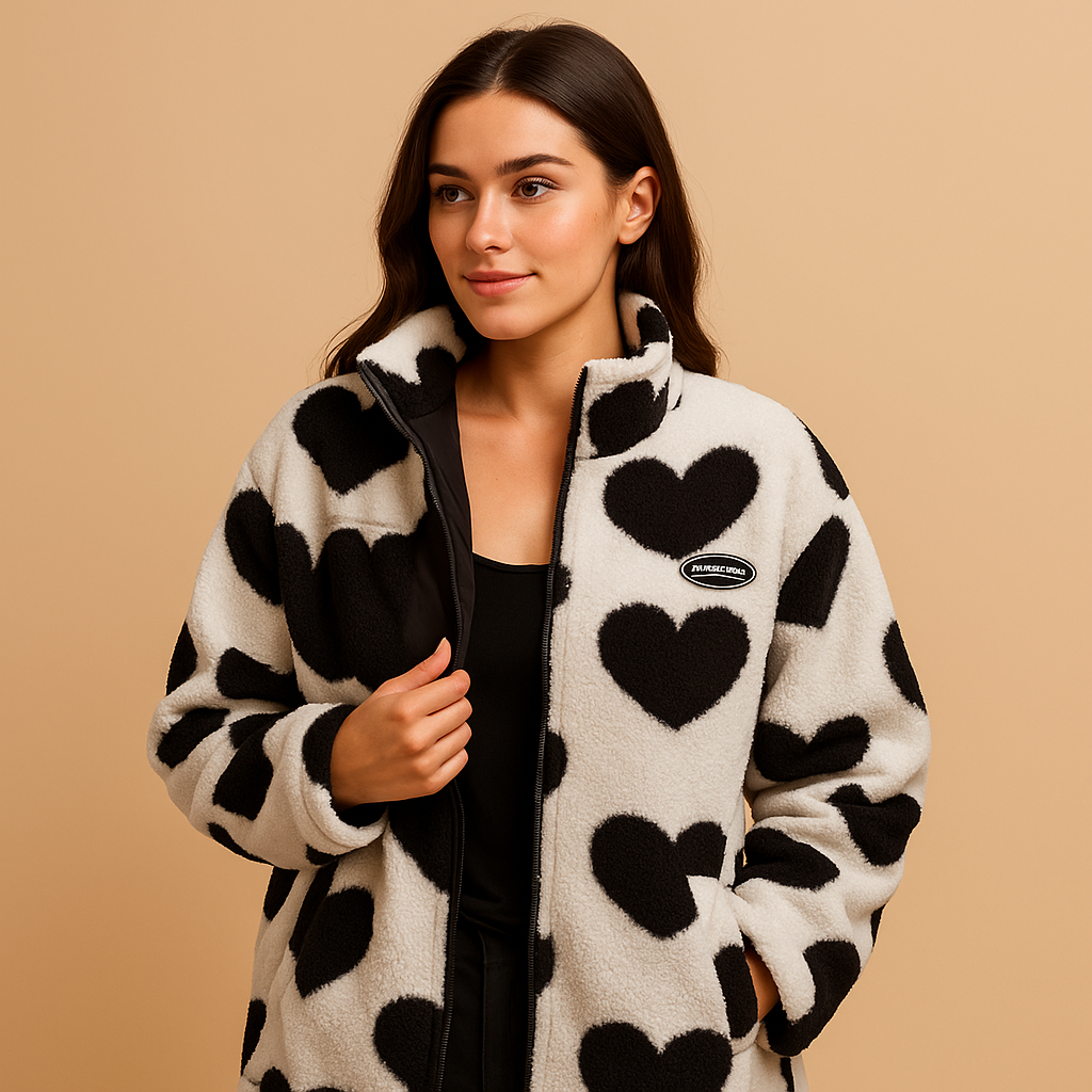 Reversible winter coat for women featuring a double-sided design with a sleek silhouette, ideal for casual and elegant winter wear.