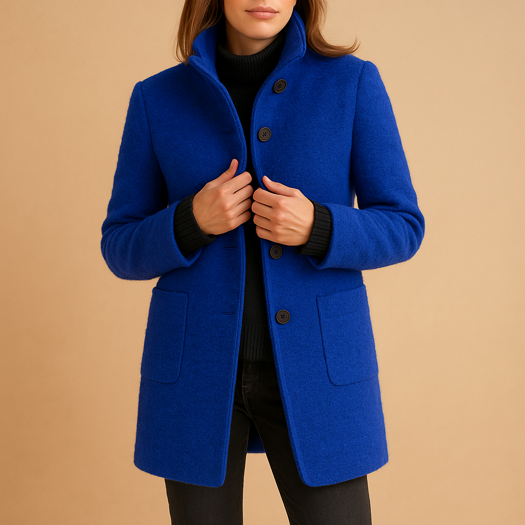 Soft winter coat for women with relaxed fit, warm fabric, and elegant details. Perfect for errands, winter walks, and cold-weather layering.