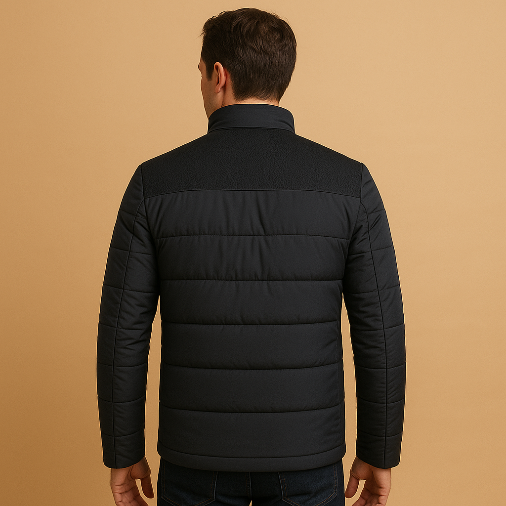 Men’s stylish fleece jacket with soft lining, high collar, and zip pockets, perfect for daily wear and outdoor activities.