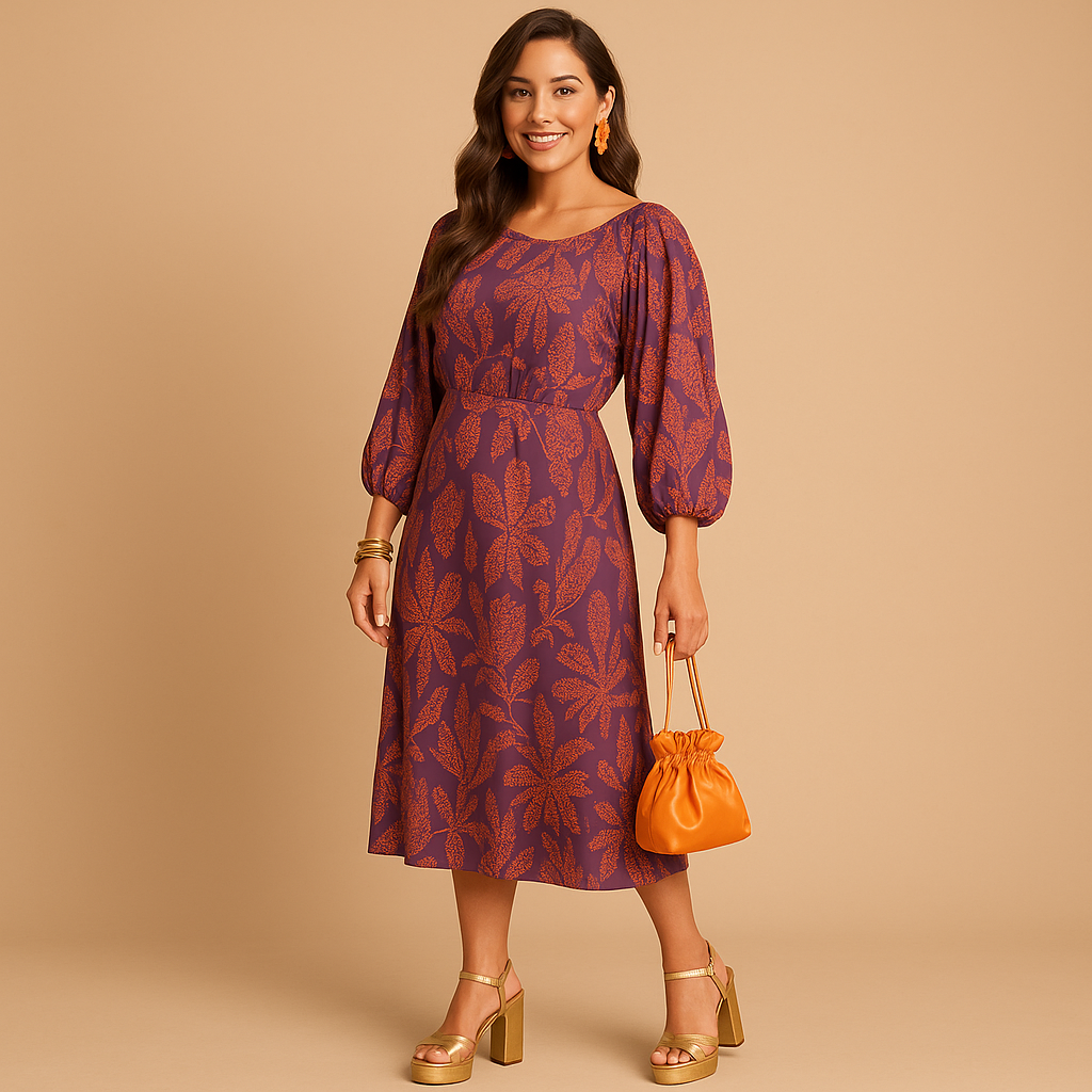 Sustainable cotton A-line dress for women in neutral tones, featuring a flattering fit and minimalist design — perfect for casual, office, or formal wear.
