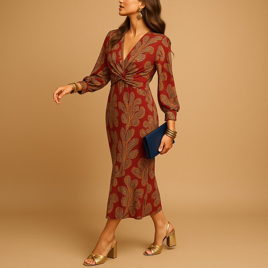 Sustainable cotton A-line dress for women in neutral tones, featuring a flattering fit and minimalist design — perfect for casual, office, or formal wear.