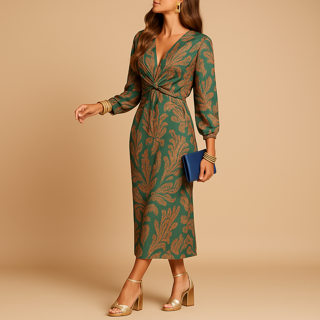 Sustainable cotton A-line dress for women in neutral tones, featuring a flattering fit and minimalist design — perfect for casual, office, or formal wear.