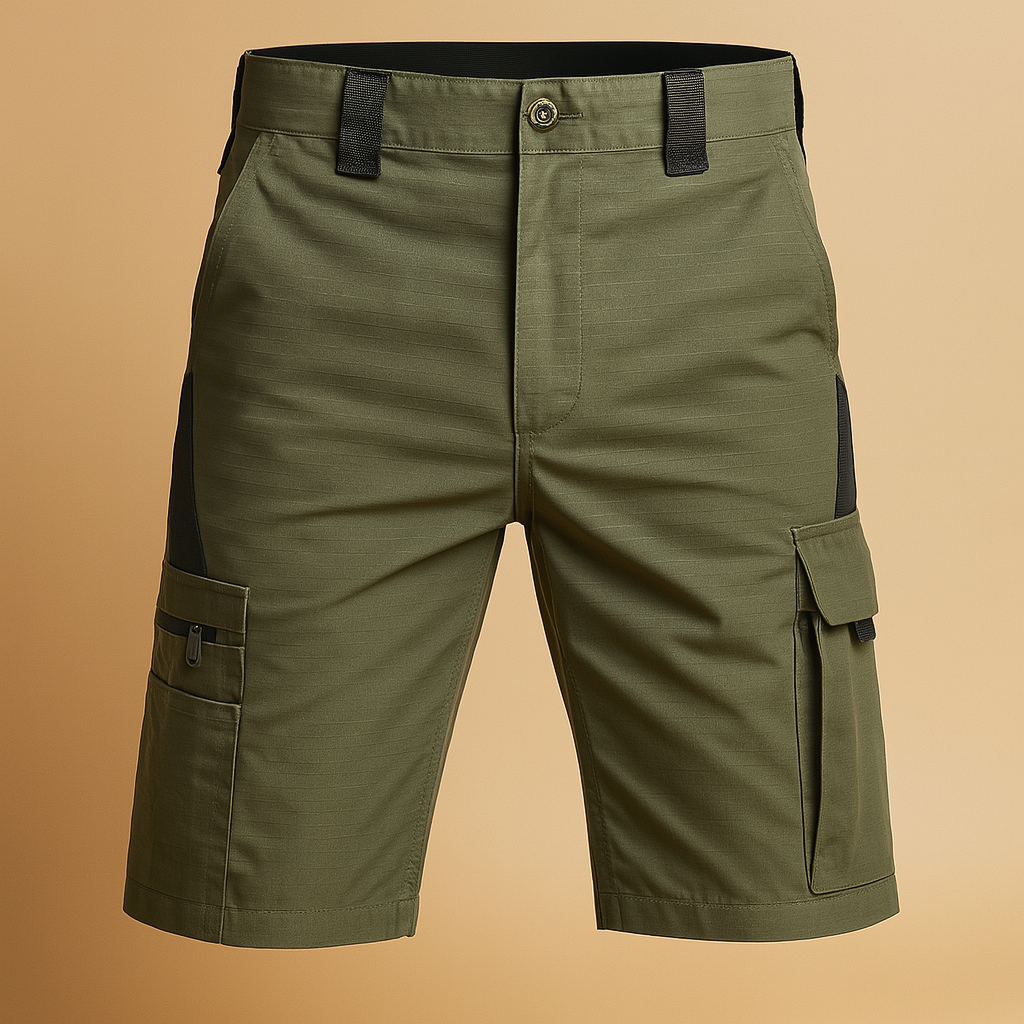 Men’s tactical outdoor shorts with multiple pockets, available in sand, army green, black, and grey. Durable, breathable, and lightweight for outdoor use.