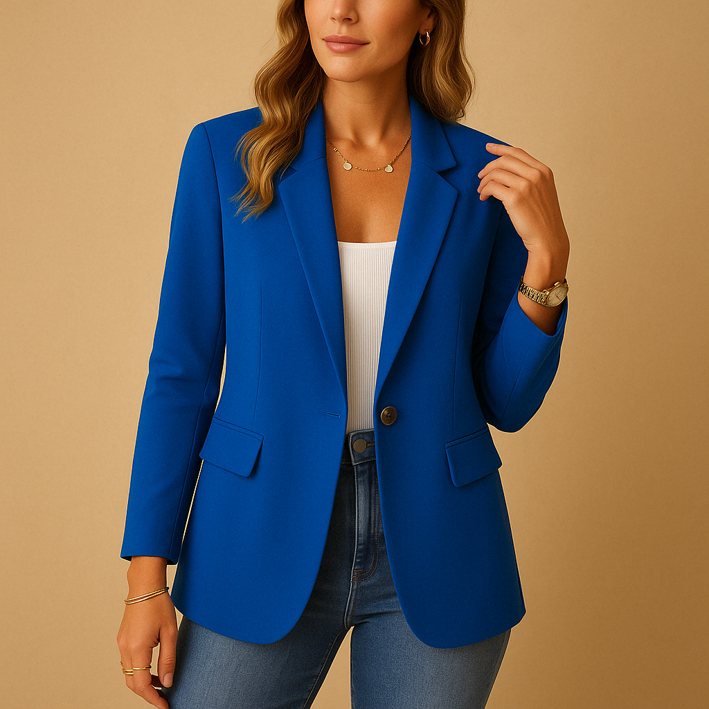 Women’s tailored blazer with a feminine cut in neutral colours, perfect for work, formal events, or casual outfits.