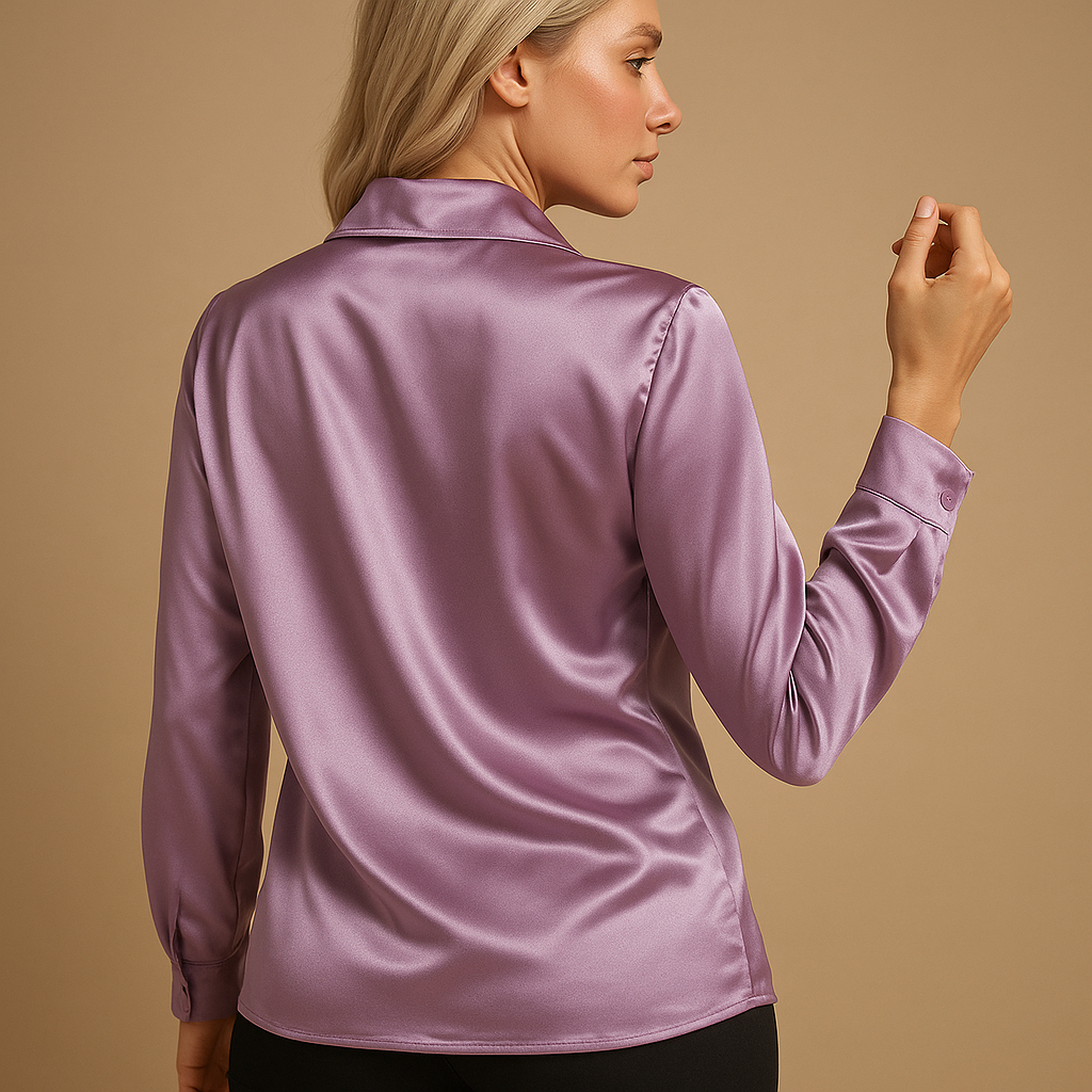 Timeless women’s blouse with classic collar and lightweight design, ideal for workdays, casual wear, or elegant all-season outfits.