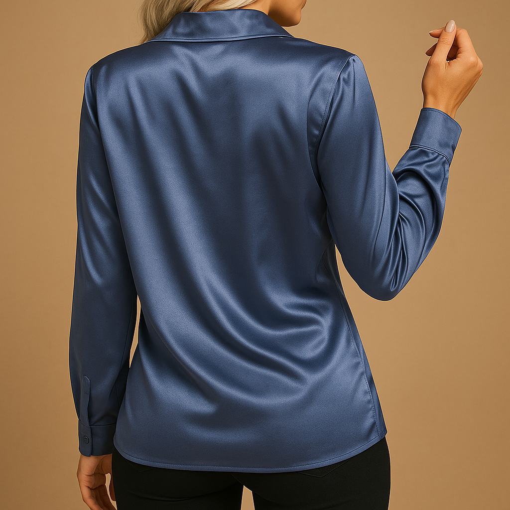 Timeless women’s blouse with classic collar and lightweight design, ideal for workdays, casual wear, or elegant all-season outfits.