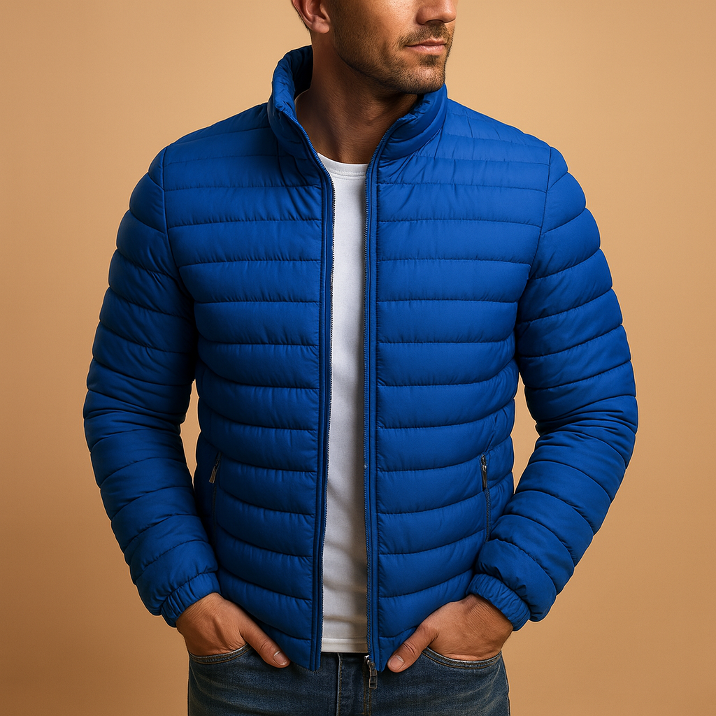 Men’s trendy quilted summer jacket with lightweight design, ideal for spring and summer casual outfits and weekend wear.
