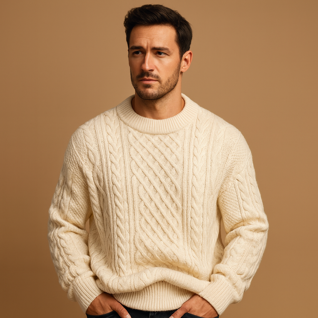 Men’s turtleneck knitted jumper with soft fabric and classic fit, perfect for autumn and winter comfort and style.