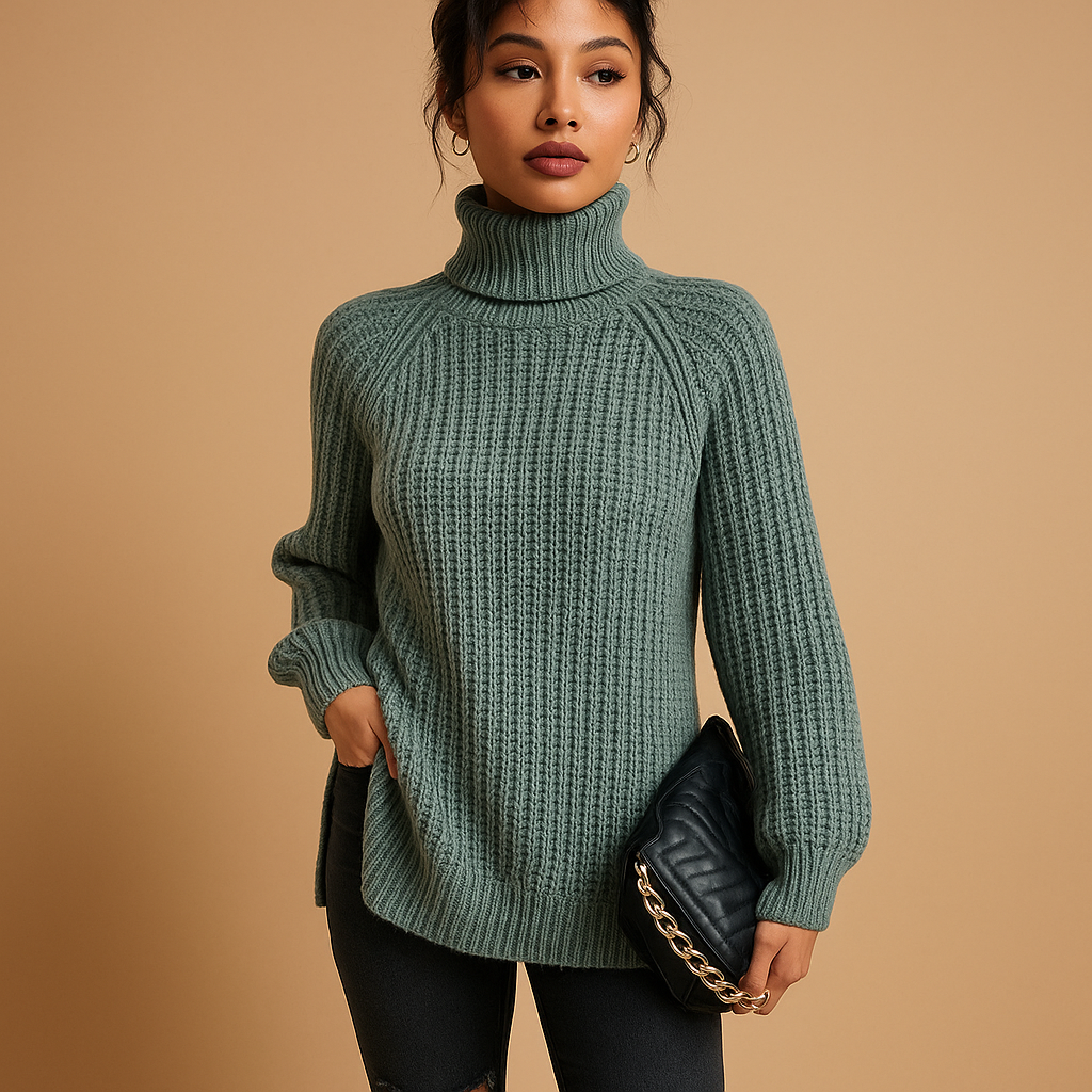 Women’s turtleneck sweater with soft texture, elegant fit, and cozy warmth. Perfect for autumn days, winter layering, and versatile styling.