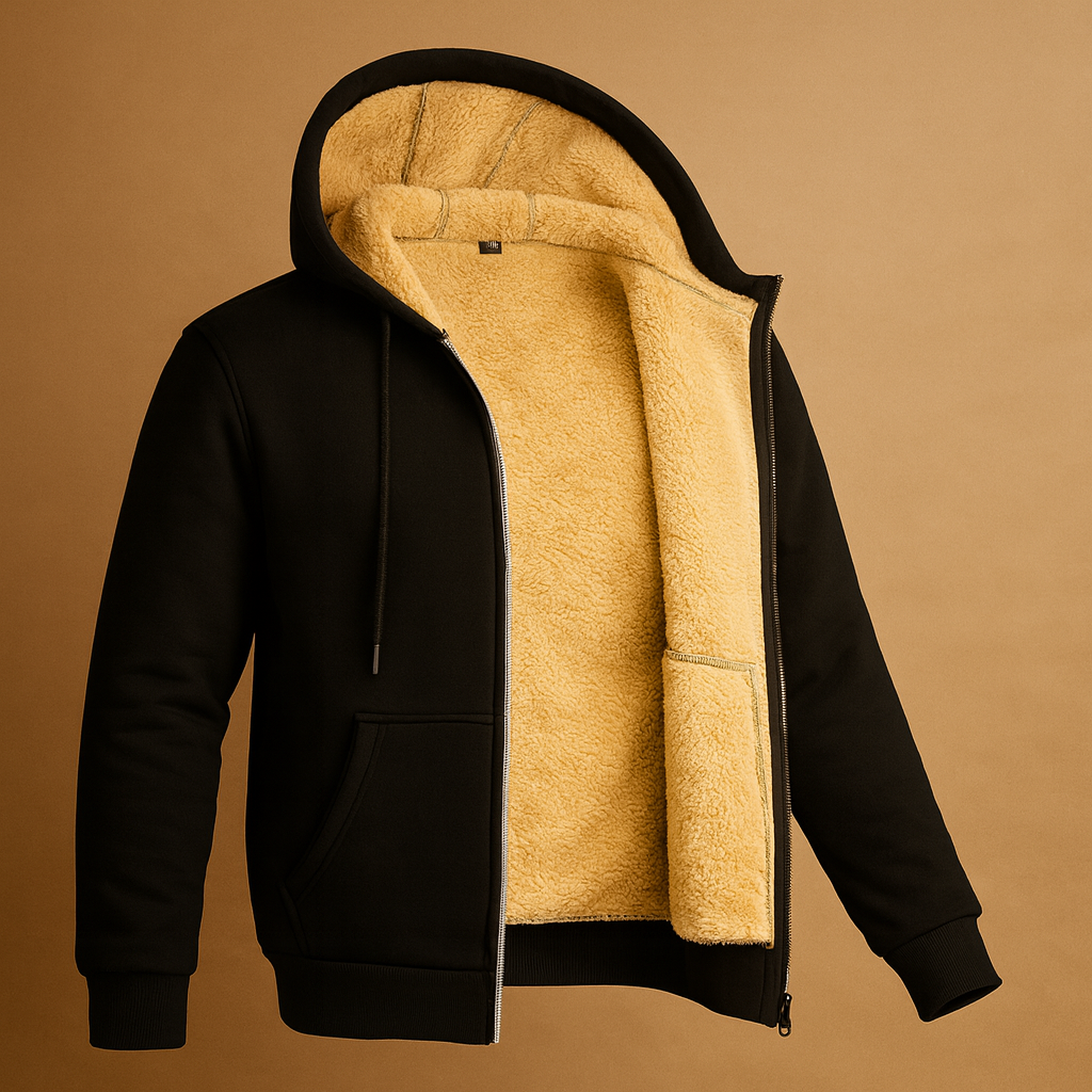 Men’s warm fleece sweater with luxurious inner lining, perfect for autumn and winter casual or semi-formal outfits.
