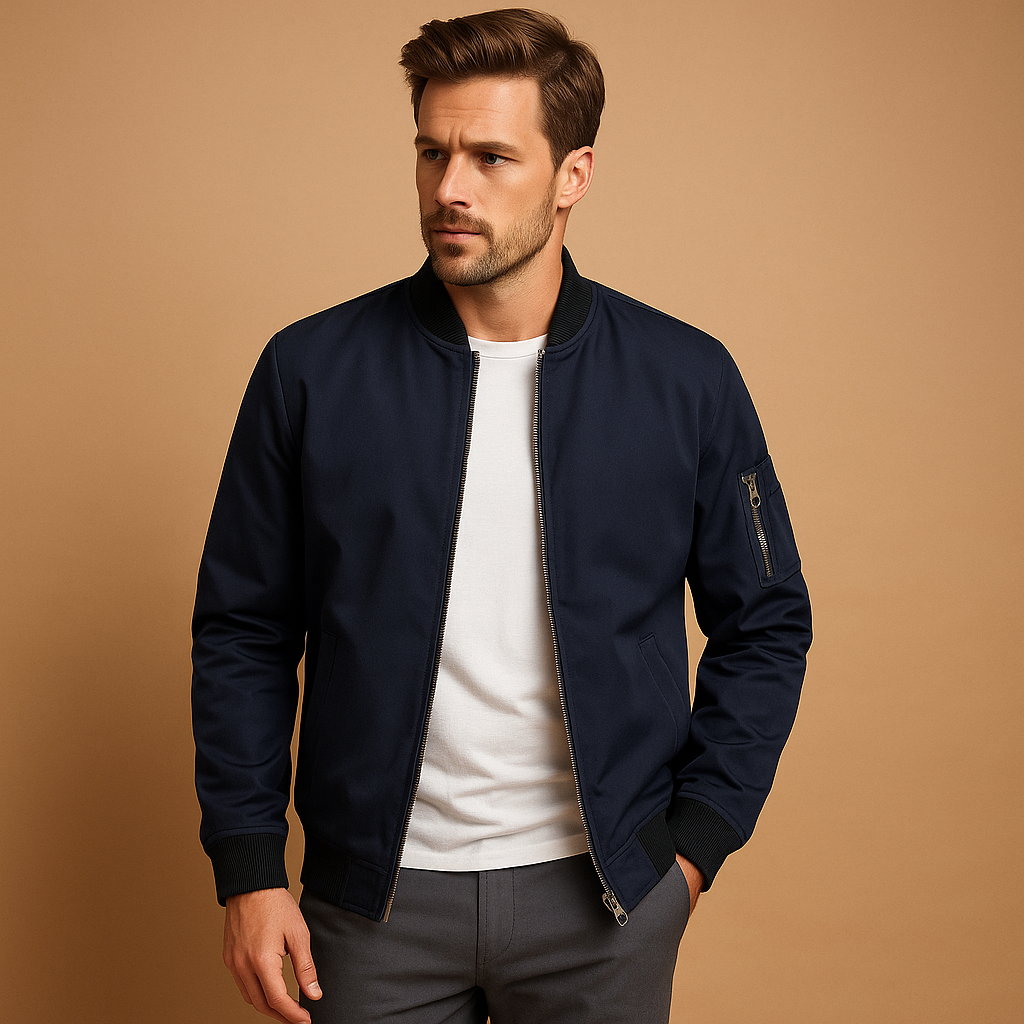 Men’s water-resistant summer jacket with a timeless silhouette, perfect for casual strolls, outdoor activities, and formal occasions.