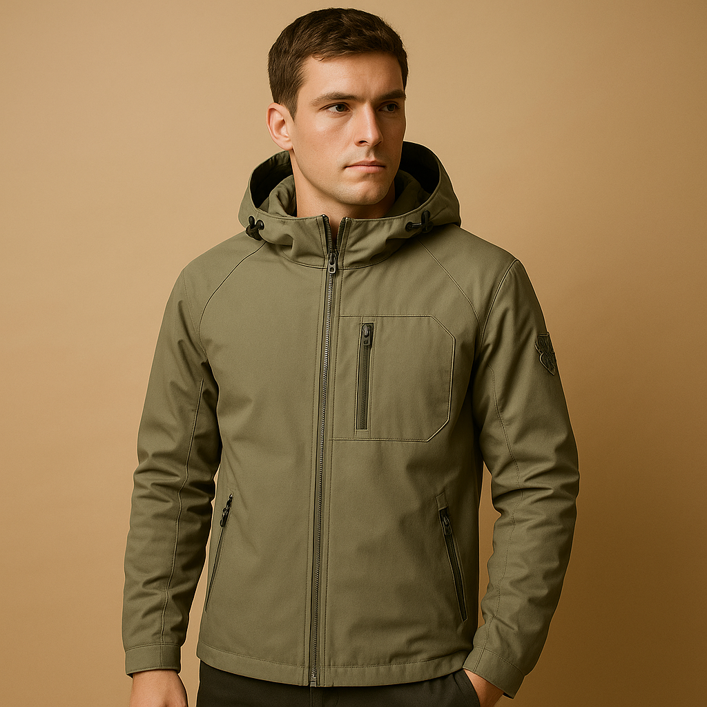 Men’s waterproof breathable windbreaker with lightweight design and zip pockets. Perfect for outdoor activities, sports, and everyday wear.