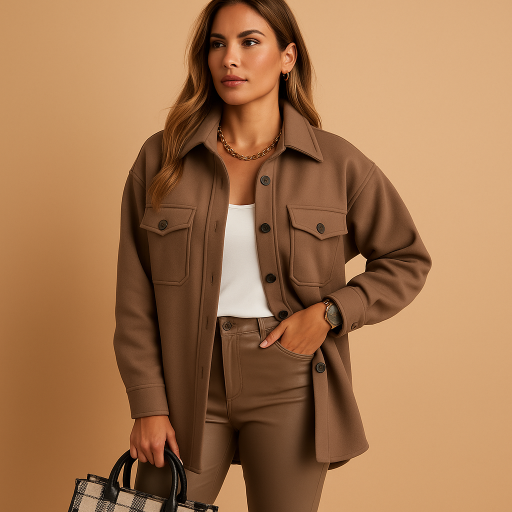 Women’s waterproof windproof jacket with button closure, folded collar, and pockets. Available in White, Beige, Brown, Khaki, Black, Dark Blue, Blue, and Yellow.