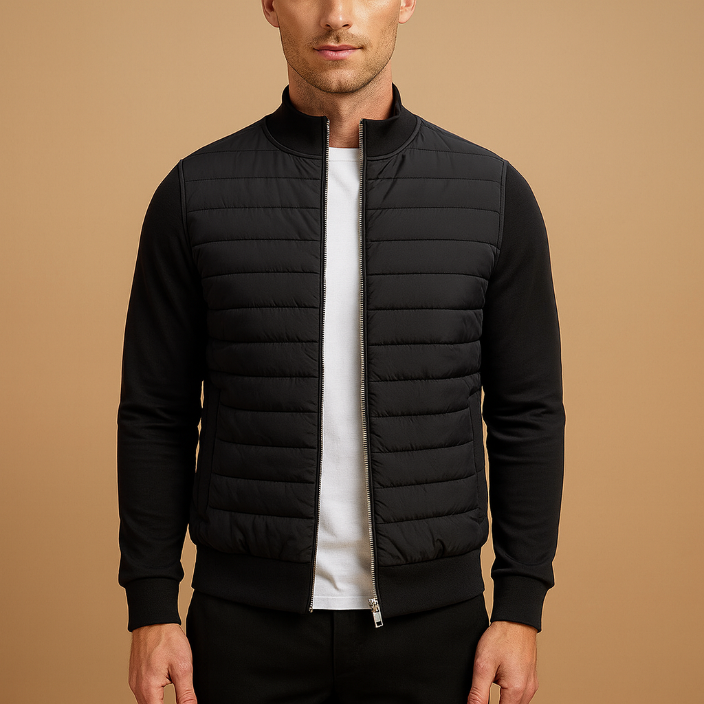 Men’s winter coat with high collar and elastic cuffs, wind-resistant and stylish. Ideal for casual wear, work, and outdoor use on cool days.