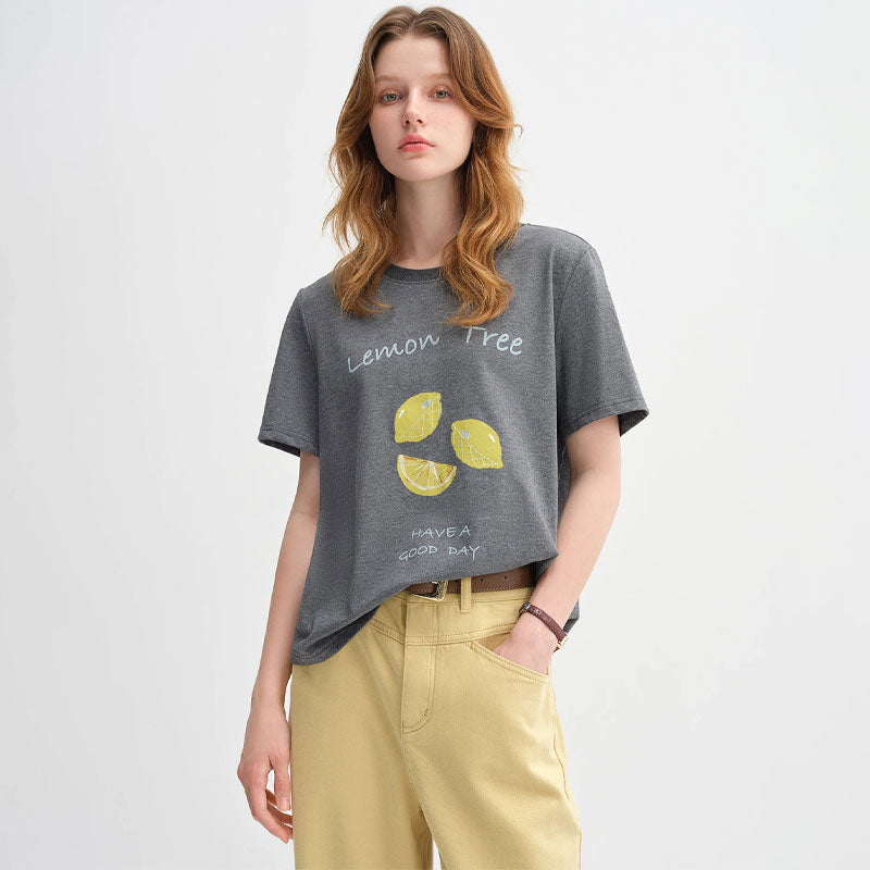Cotton Fruit Print T-Shirt