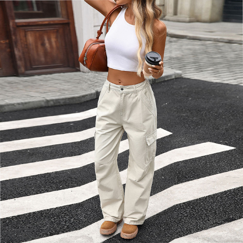 Wide Leg Split Hem Trousers