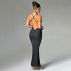 Backless Pleated Maxi Dress