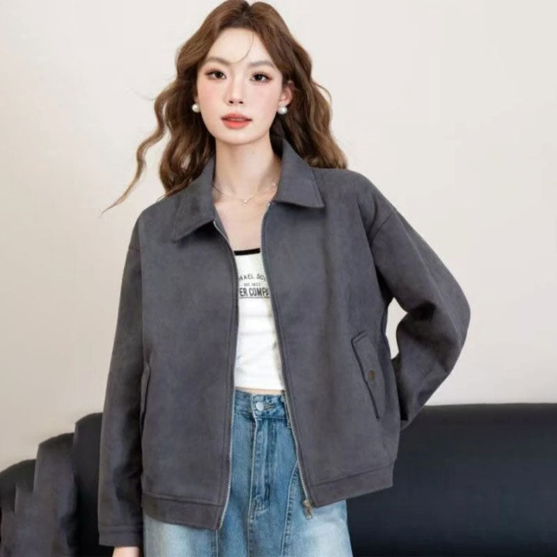 Cropped Suede Jacket Slim Fit