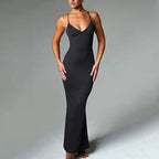 Backless Pleated Maxi Dress