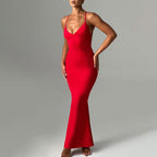 Backless Pleated Maxi Dress