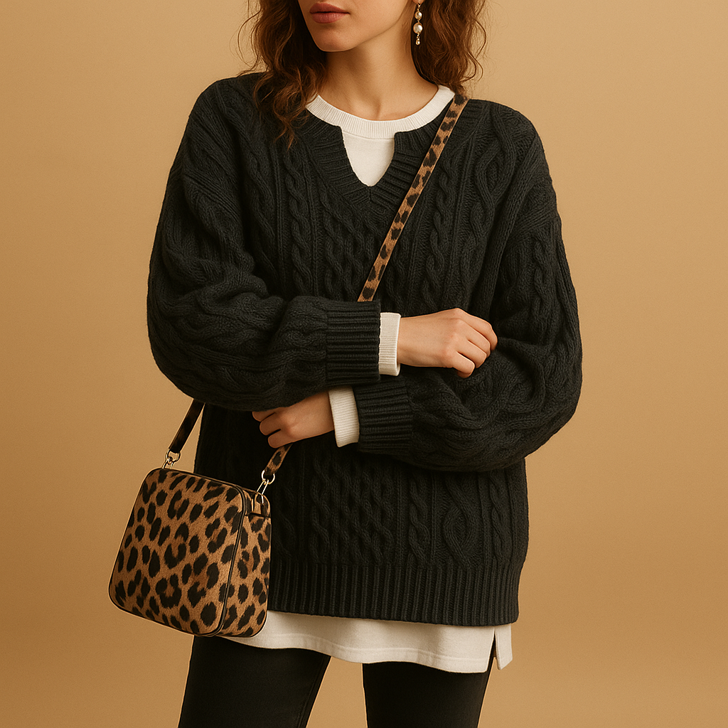 Women's breathable V-neck knitted sweater made from soft cotton, perfect for casual wear, office outfits, or cozy weekend looks.