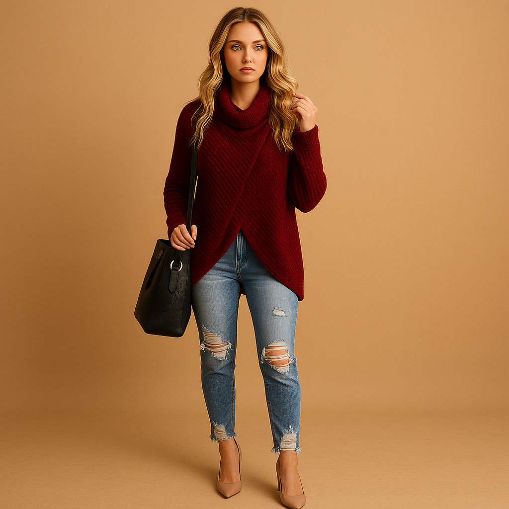 Women's fitted knitted sweater with a tailored cut and soft fabric, perfect for casual outings and everyday wear in any season.