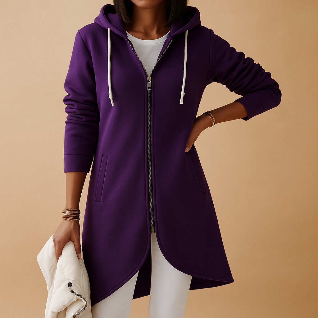 Women's knitted zip-up cardigan with a flattering fit and soft texture, ideal for layering, casual outings, and versatile everyday wear.