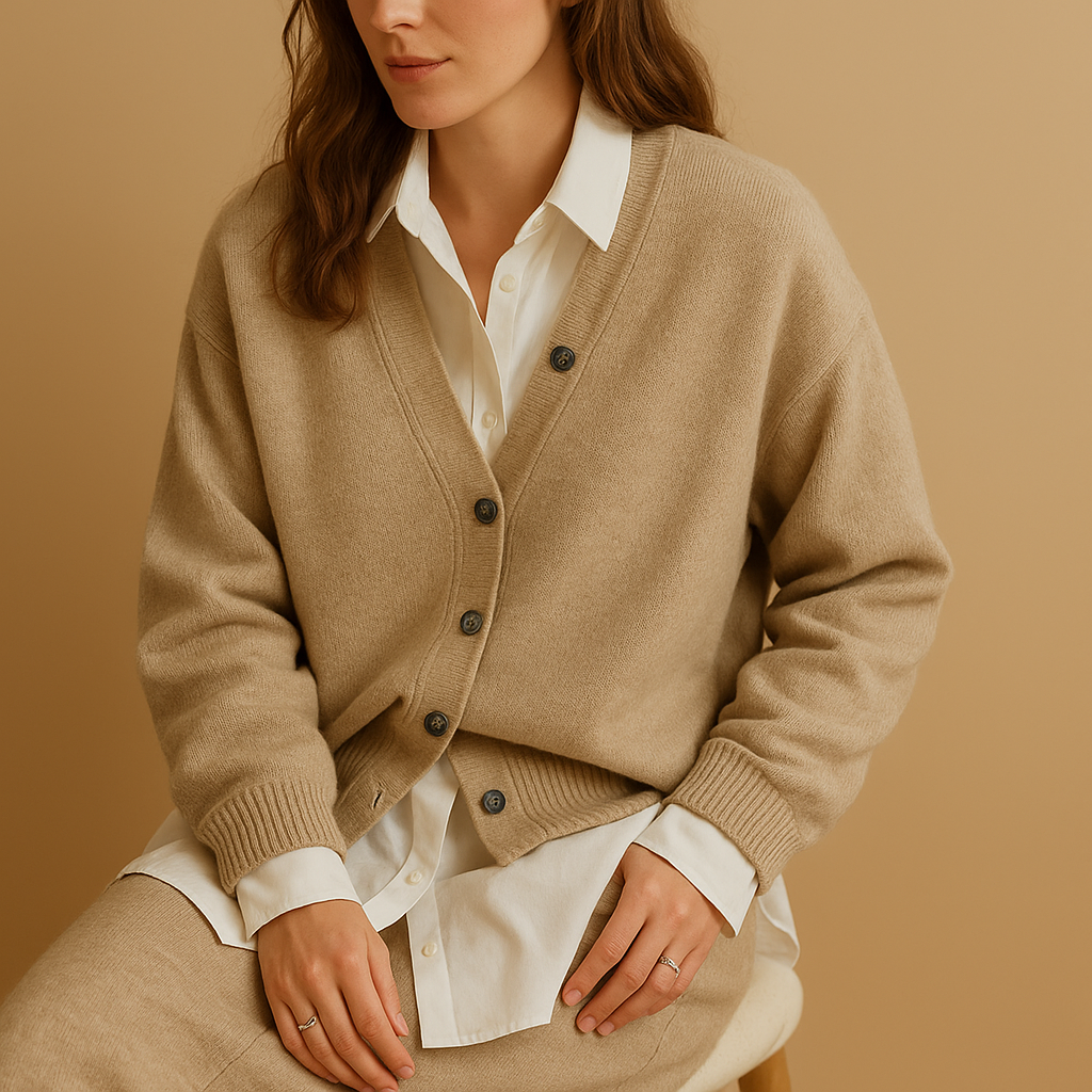 Women's soft wool-look knitted sweater with a classic fit and cozy non-itchy texture, perfect for casual wear or stylish year-round outfits.