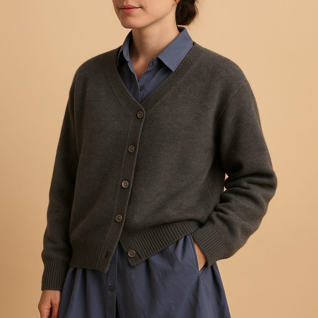 Women's soft wool-look knitted sweater with a classic fit and cozy non-itchy texture, perfect for casual wear or stylish year-round outfits.