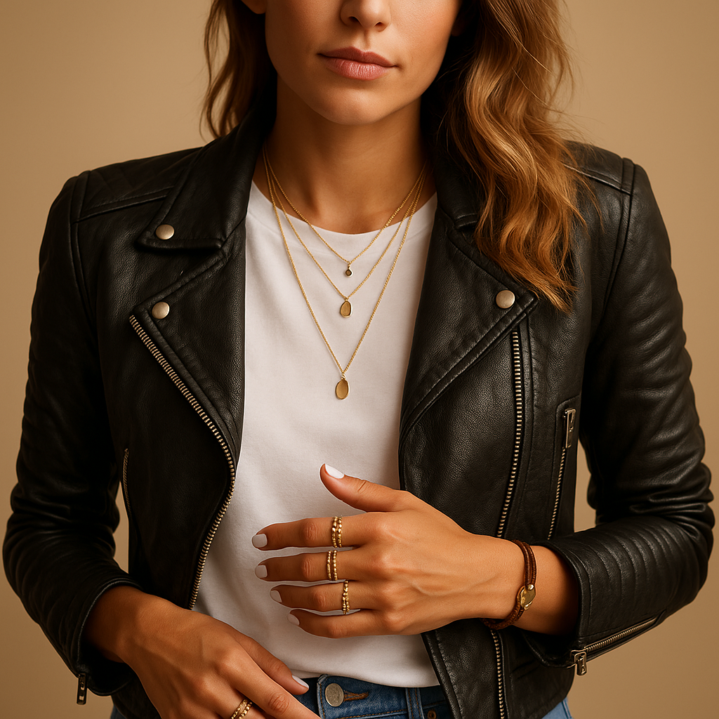 Women’s black faux leather jacket with tailored fit, classic collar, and zipper closure. Perfect for casual wear or chic seasonal outfits.