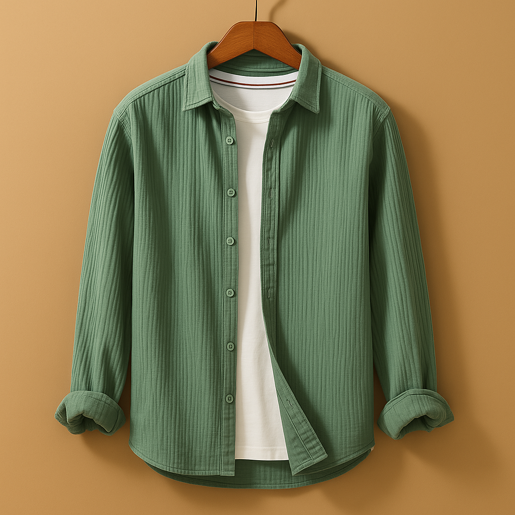 Men’s button-down long sleeve shirt with slim fit, breathable fabric, and classic design, perfect for casual wear, office, or formal occasions.