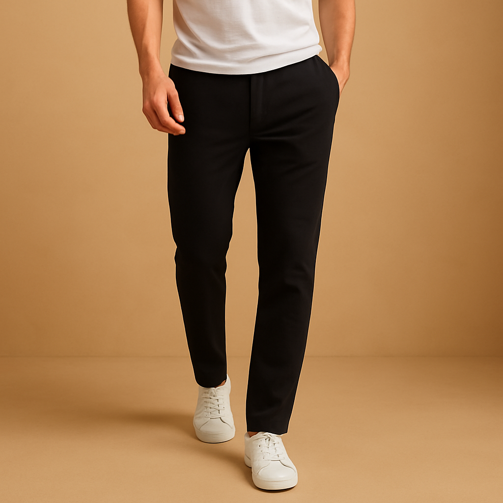 Men’s casual cotton pants with elastic waistband and breathable fabric, perfect for home, casual outfits, and everyday comfort.