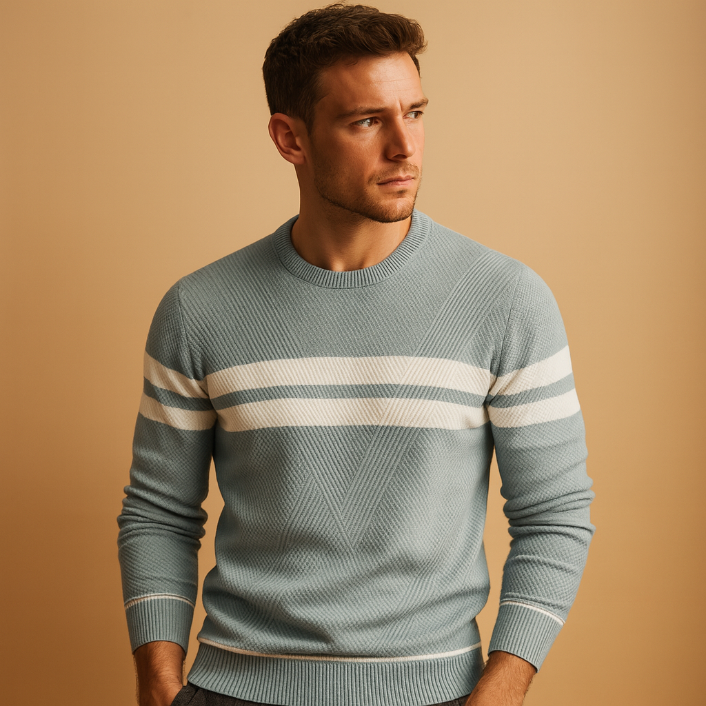 Casual crew neck sweater for men with a soft, warm fit and classic design, perfect for autumn and winter casual or smart outfits.