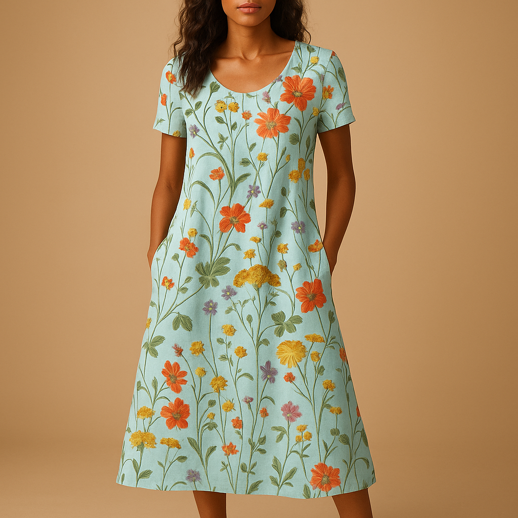 Casual floral dress for women with refined accents and flattering fit, perfect for daily wear, work, and elegant casual looks.