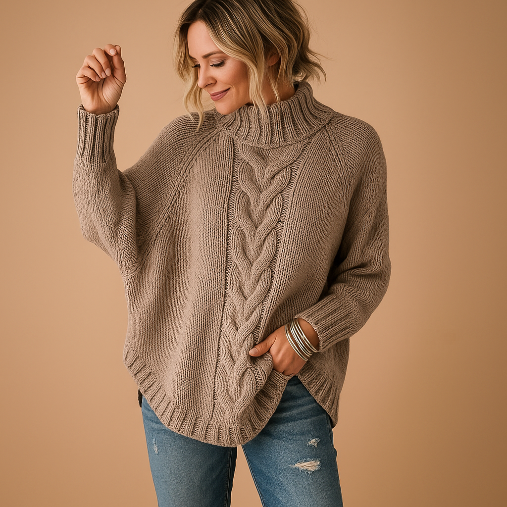 Women’s chunky knit long sweater with relaxed fit and thick soft fabric. Ideal for winter layering, casual outings, or cozy days at home.