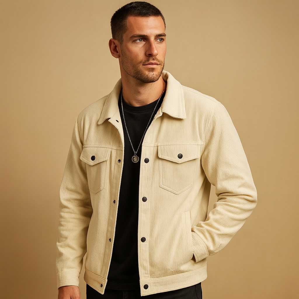 Men’s classic corduroy jacket with relaxed fit and timeless design, perfect for everyday wear and casual occasions across all seasons.