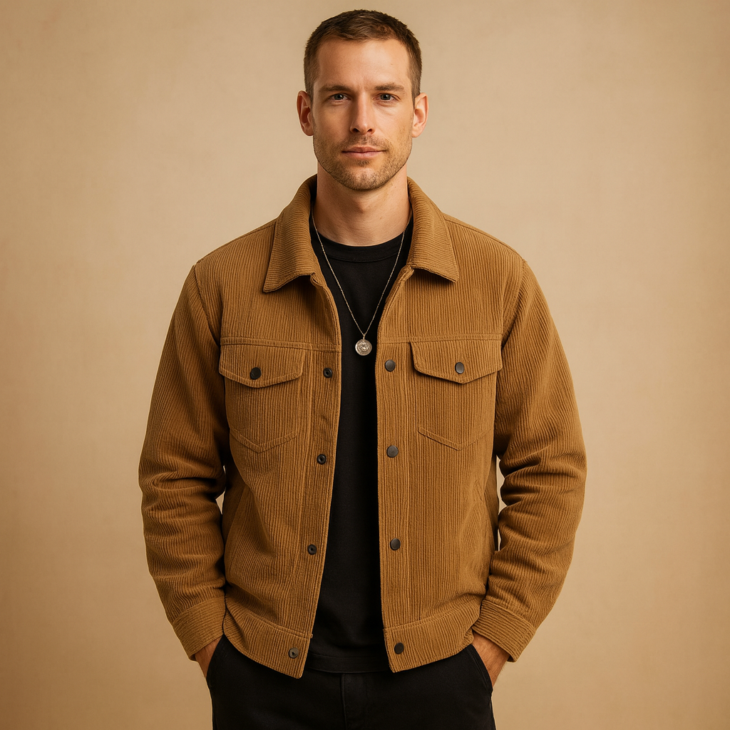 Men’s classic corduroy jacket with relaxed fit and timeless design, perfect for everyday wear and casual occasions across all seasons.