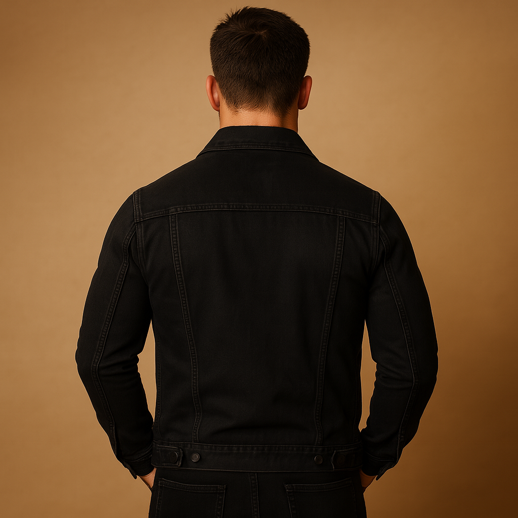 Men’s classic denim jacket with chest and side pockets, perfect for casual spring and summer outfits.