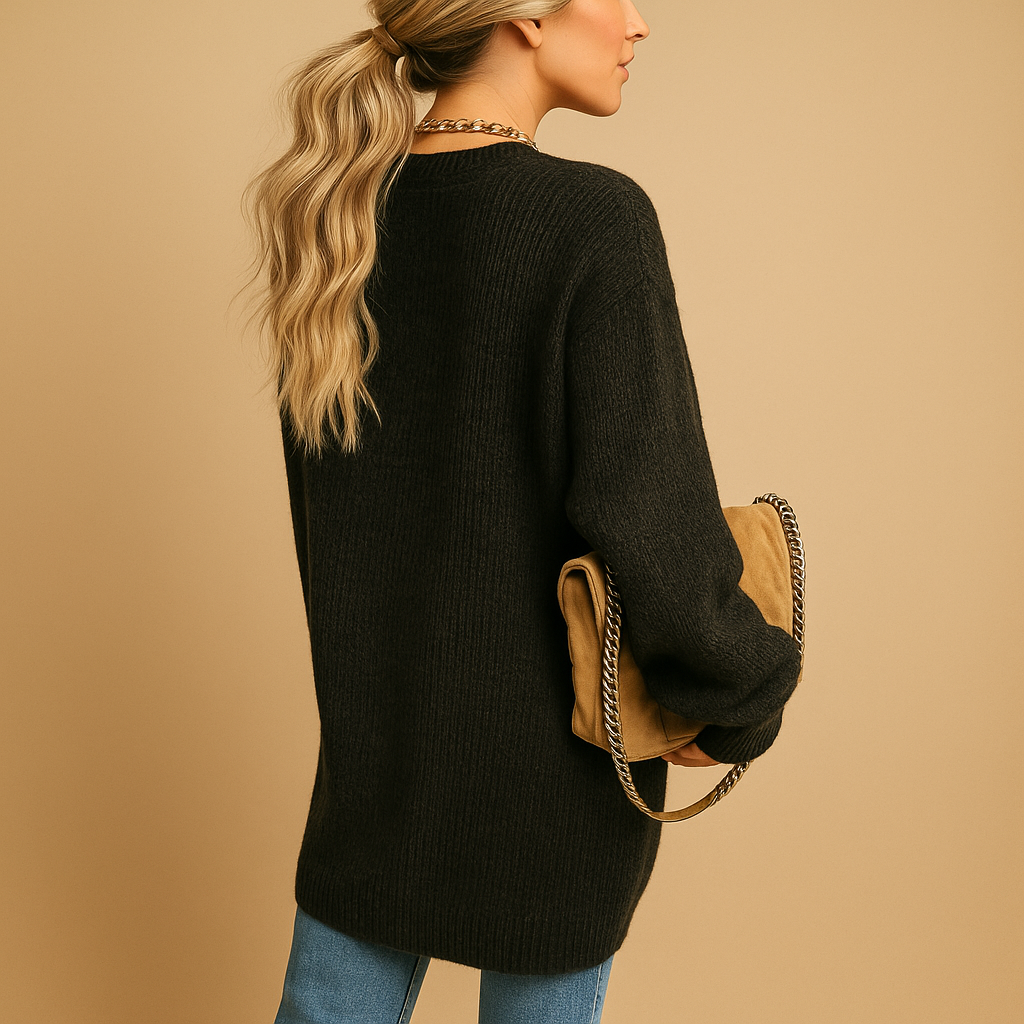Classic knit cardigan for women with relaxed fit, open front, and soft breathable fabric. Perfect for layering in casual, office, or winter outfits.
