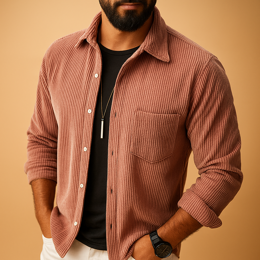Men’s classic long sleeve shirt with solid-color design, breathable fabric, and comfortable fit, ideal for work, casual outings, and formal occasions.