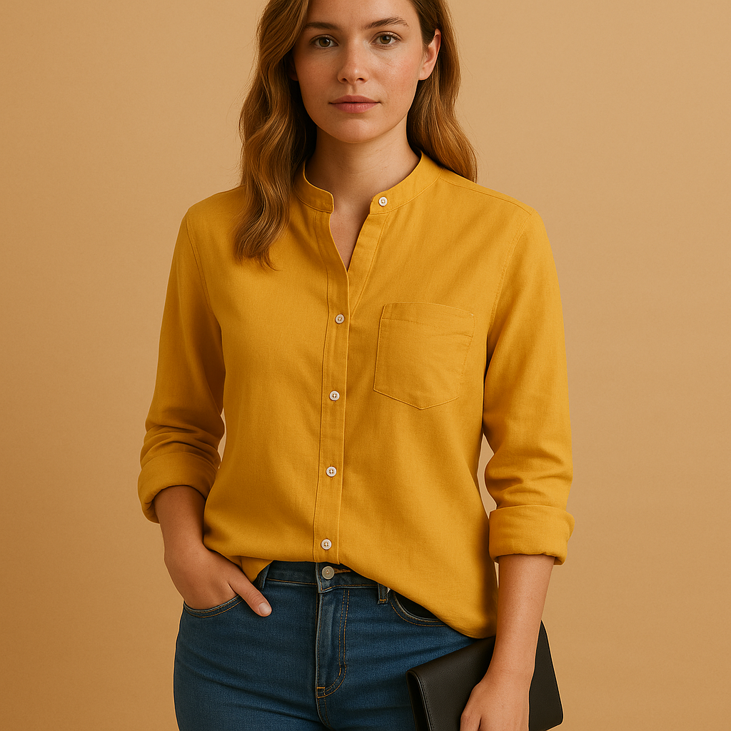 Women’s classic long-sleeve shirt with a button-down design and tailored fit, ideal for both casual and formal outfits in any season.