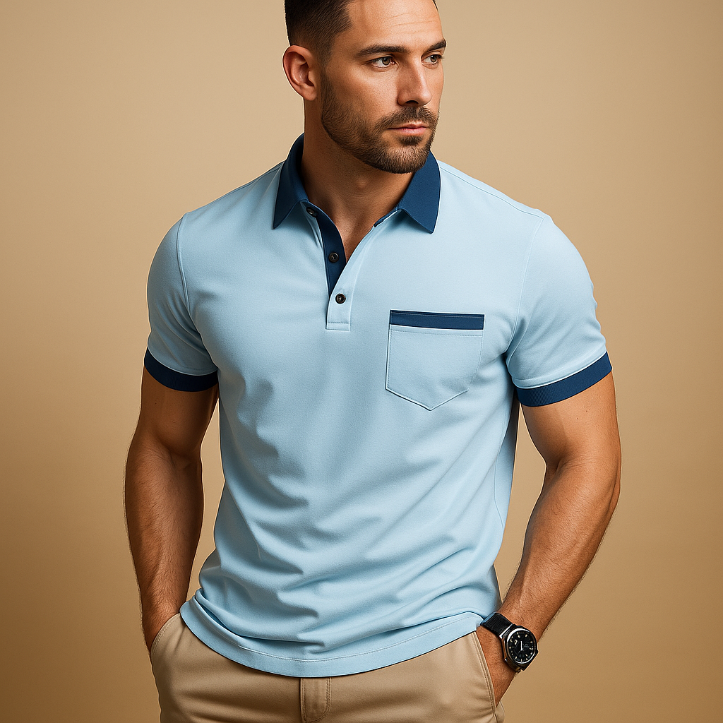 Men’s classic polo shirt with breathable fabric, short sleeves, and button closure. Perfect for casual wear, office looks, or formal layering.